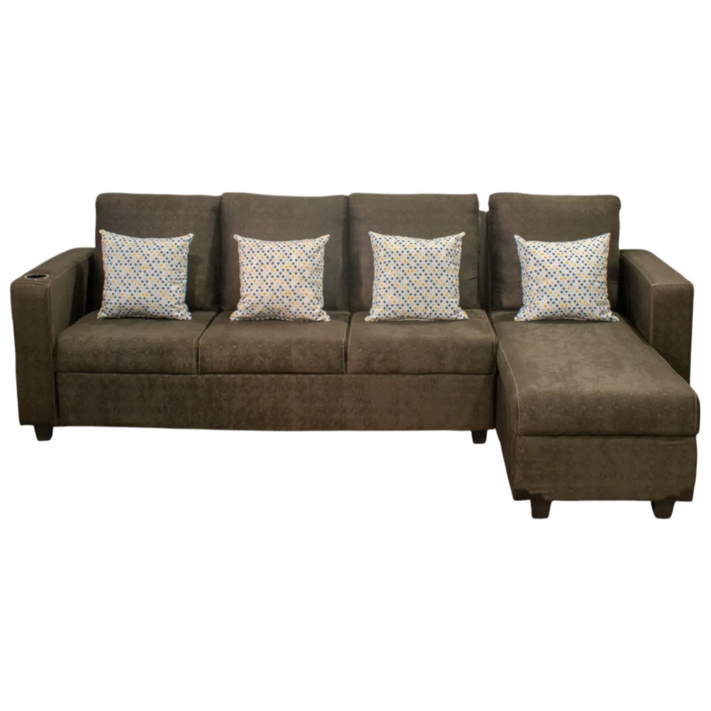 Sala seccional moderna Honduras en color marrón con cojines decorativos y diseño cómodo de LA MUEBLERIA