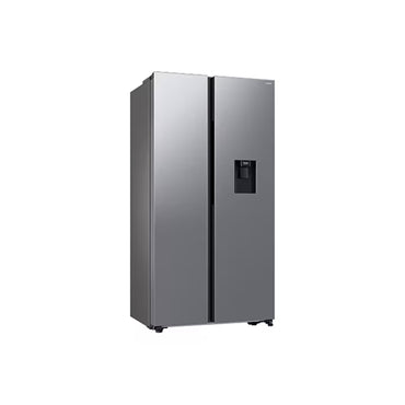 Refrigerador Samsung modelo LL0101 puertas lado a lado con dispensador de agua color gris