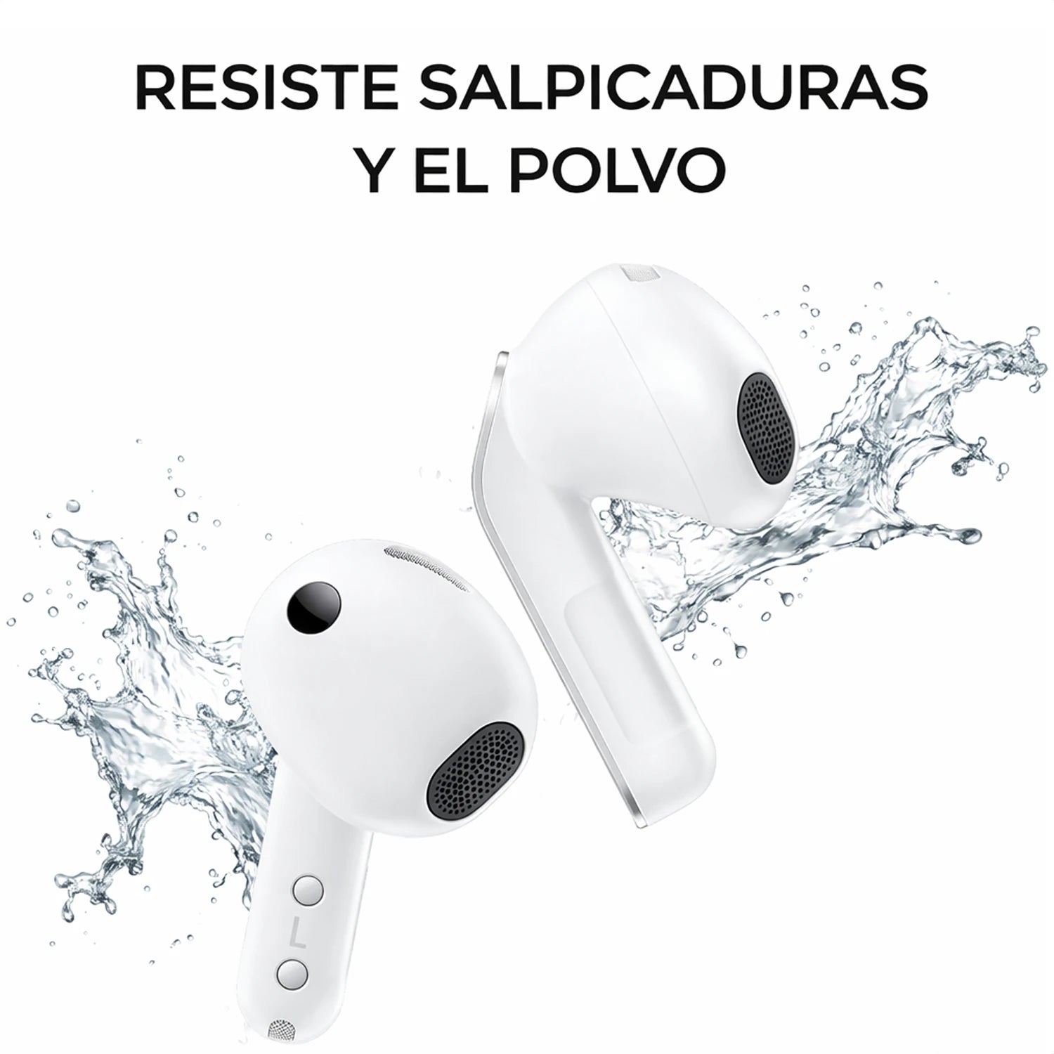 Samsung auriculares blancos, resistencia al agua y al polvo, uso cotidiano