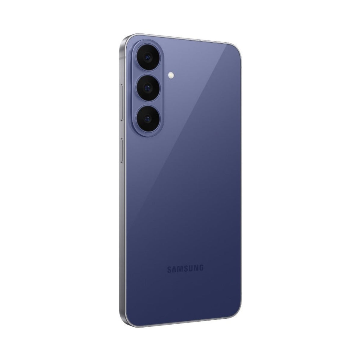 Celular Samsung color violeta vista trasera, moderno y elegante