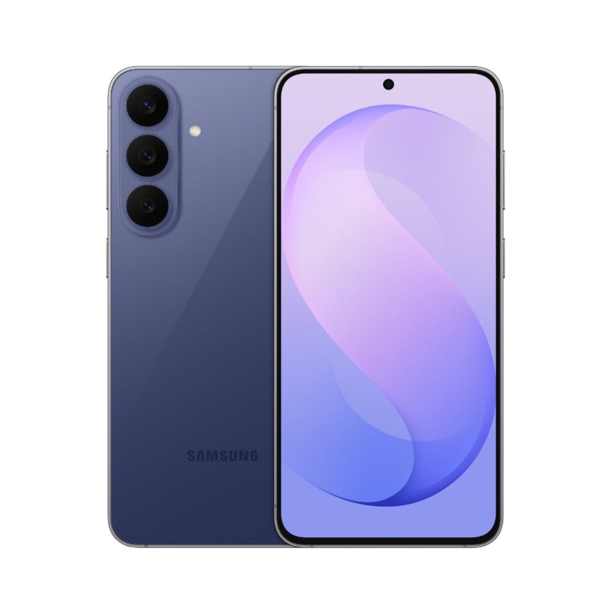 Celular Samsung modelo LL050504 color azul, frontal y vista trasera
