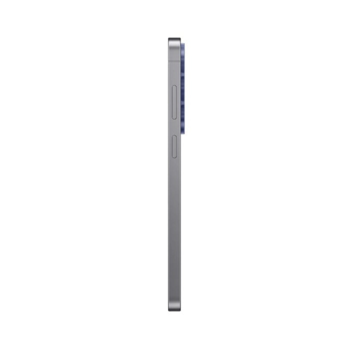 Celular Samsung gris lateral, vista delgada, elegante diseño moderno