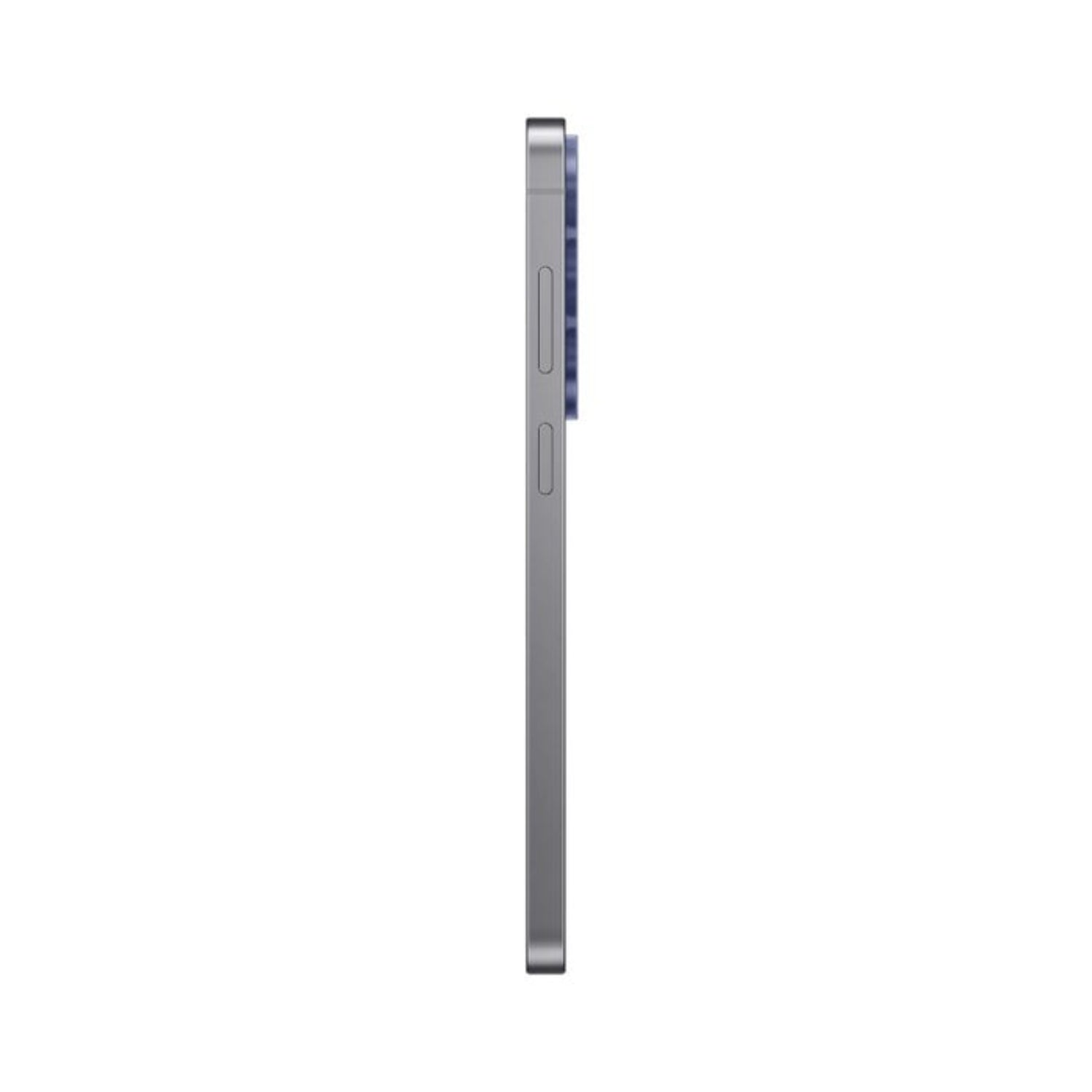 Celular Samsung gris lateral, vista delgada, elegante diseño moderno