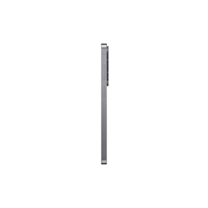 Celular Samsung gris vista lateral, diseño delgado y elegante