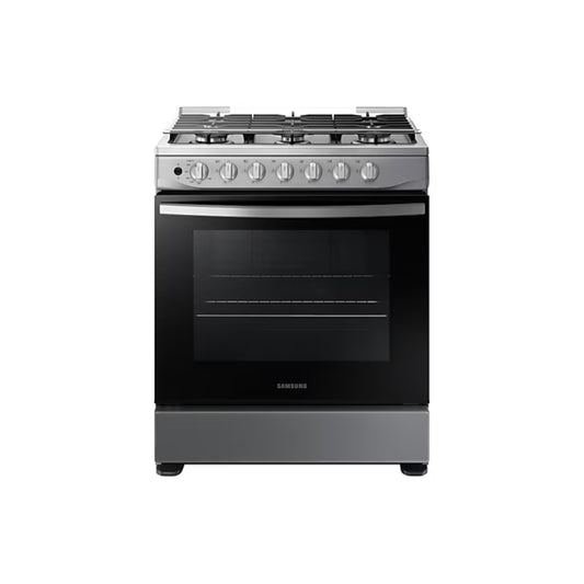 Estufa a gas 6 quemadores Samsung de acero inoxidable con horno espacioso y perillas frontales