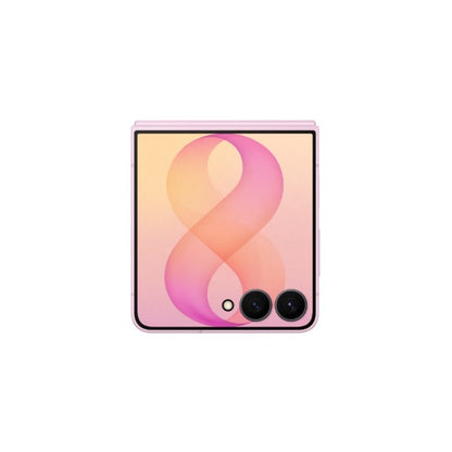 SAMSUNG Galaxy Z Flip 5 rosa, vista frontal con pantalla plegable