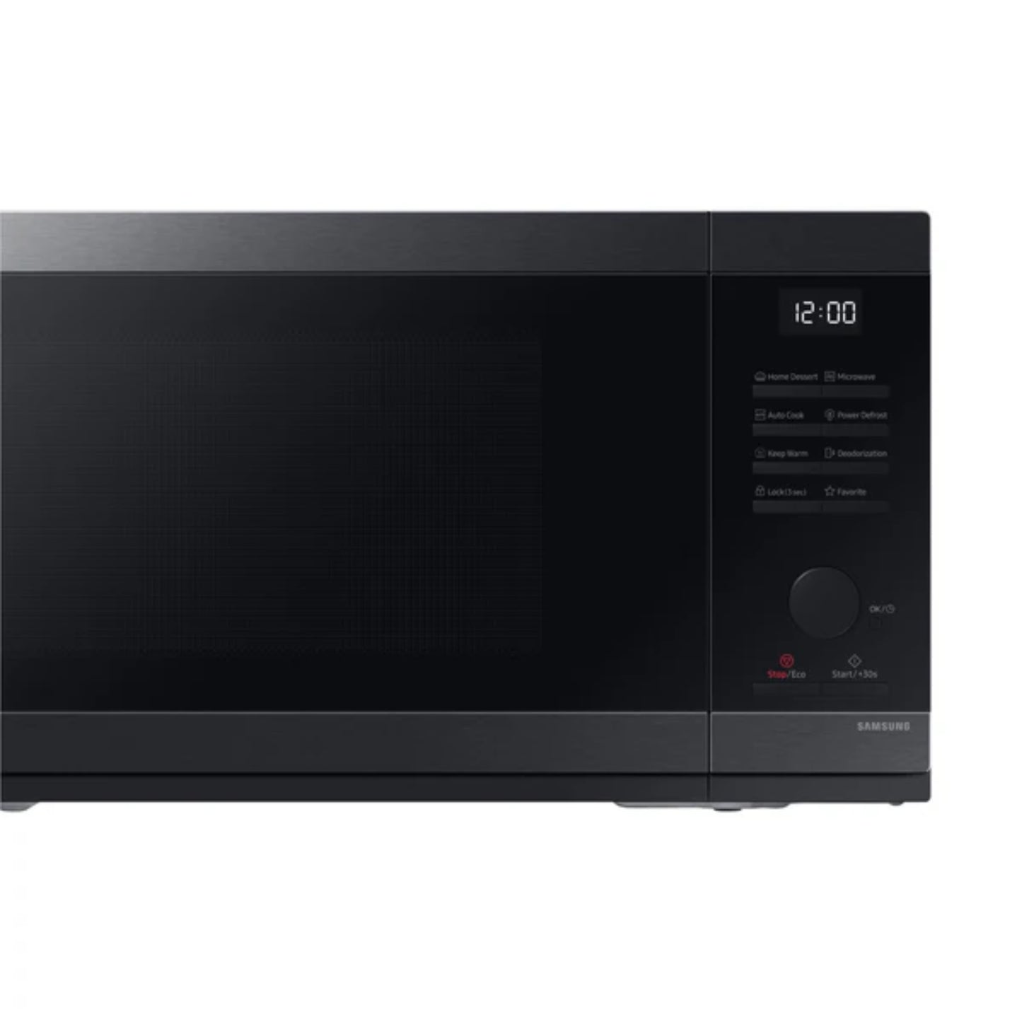 Microondas negro frontal, ideal para cocina moderna