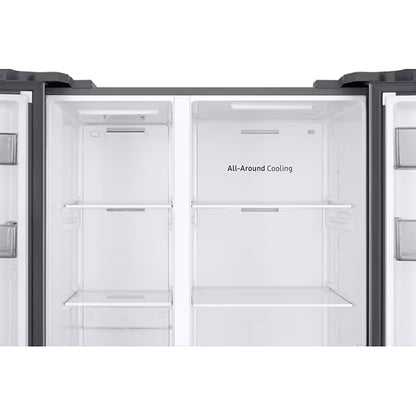 Interior vacío del refrigerador side by side 20 pies Samsung con estantes y sistema de enfriamiento All-Around Cooling