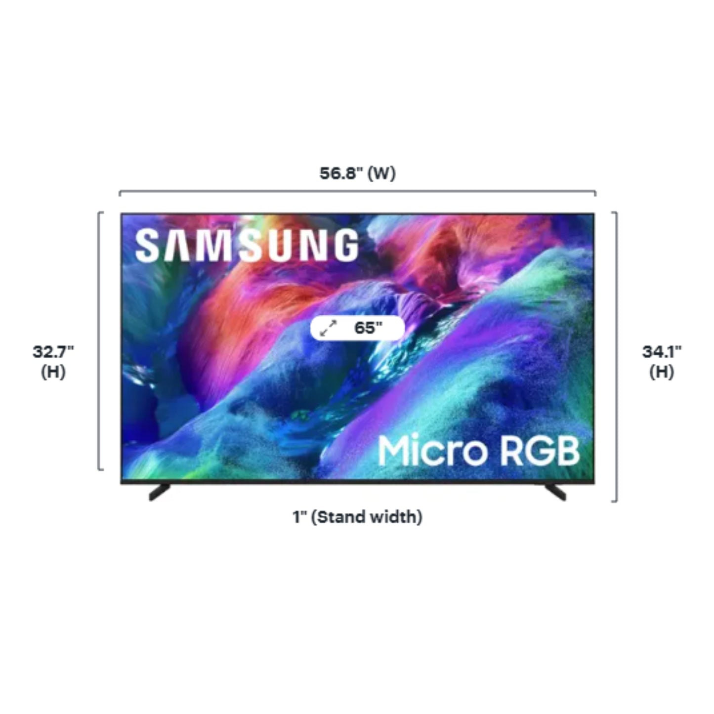 Televisor Samsung 65 pulgadas Micro RGB frontal, ideal para entretenimiento en casa