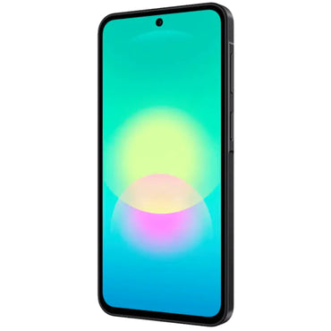 Samsung teléfono negro, vista frontal y pantalla vibrante