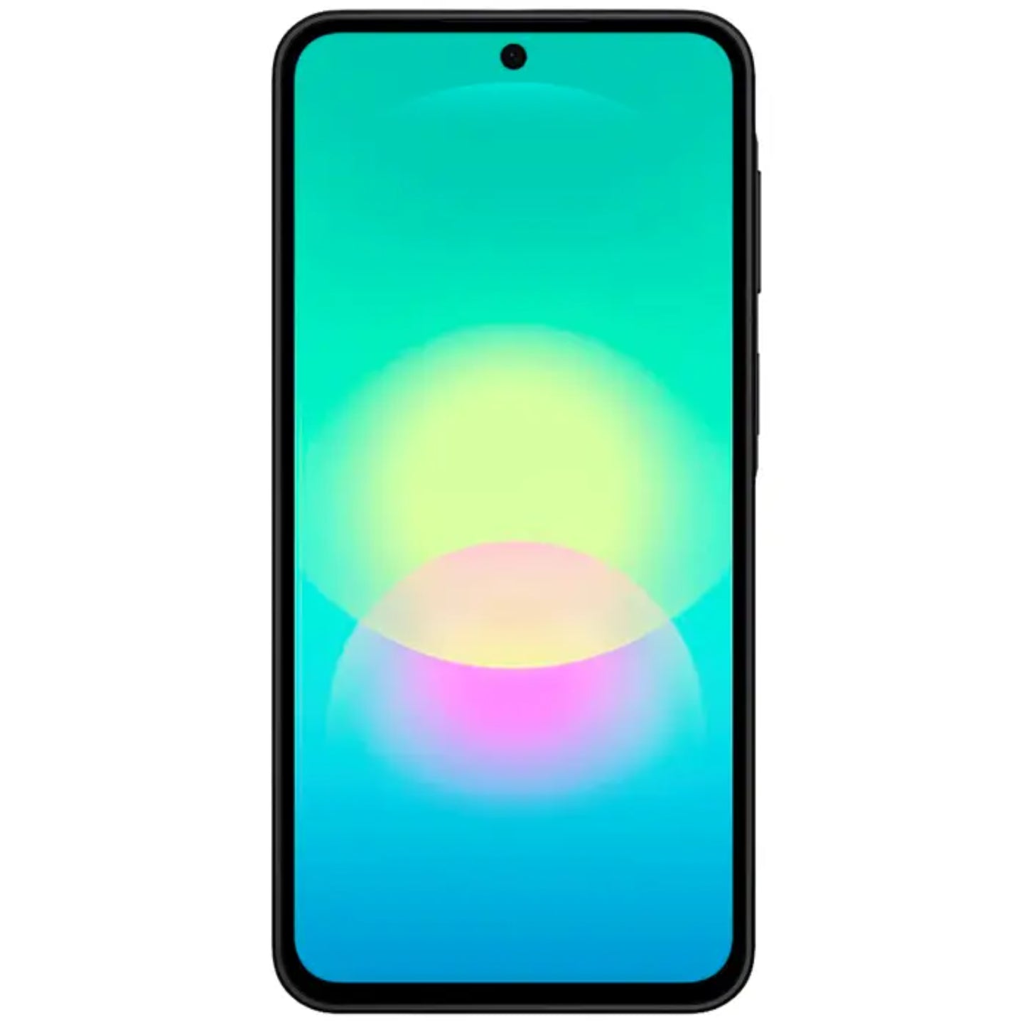 Samsung teléfono móvil color negro, vista frontal y pantalla iluminada