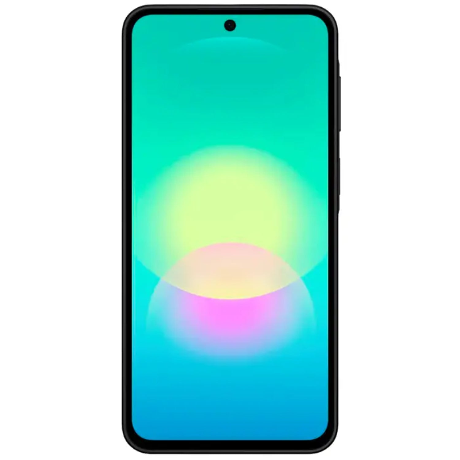 Samsung teléfono móvil color negro, vista frontal y pantalla iluminada