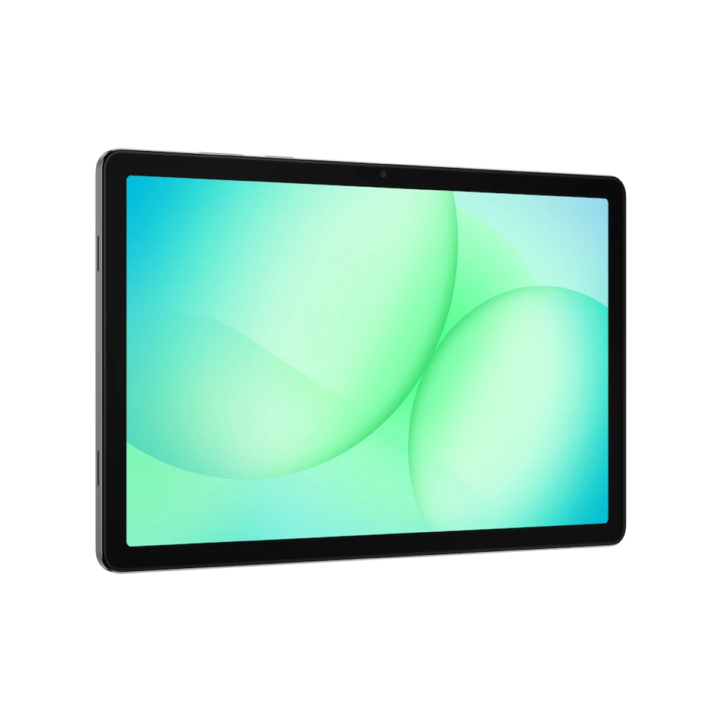 tablet Samsung negra vista frontal con pantalla brillante