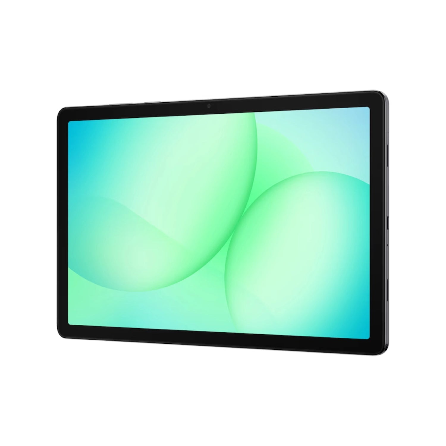 Tablet Samsung de pantalla verde, vista frontal, ideal para entretenimiento y trabajo