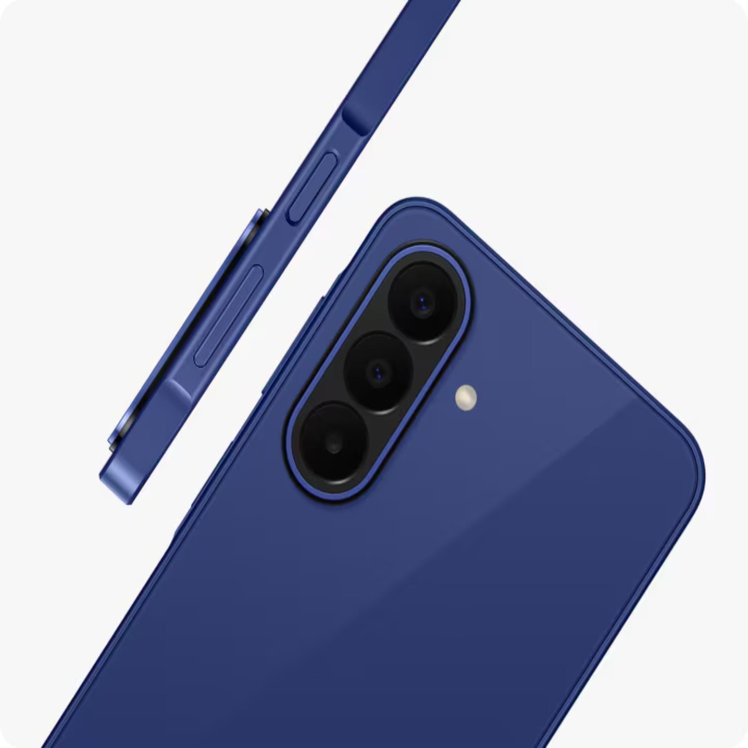 teléfono Samsung azul, vista trasera, elegante diseño moderno