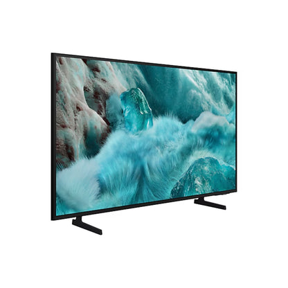 TV Samsung QLED 55 pulgadas con diseño moderno y pantalla de alta definición mostrando imagen de agua y hielo