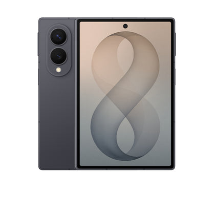 Samsung teléfono negro frontal, pantalla grande y elegante diseño