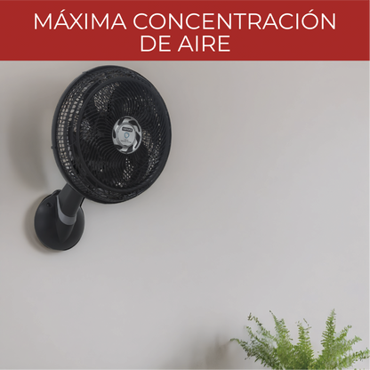 Ventilador de pared silencioso negro SAMURAI montado en pared para máxima concentración de aire