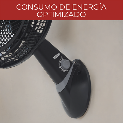 Ventilador de pared silencioso SAMURAI modelo LL0104 con consumo de energía optimizado y diseño negro