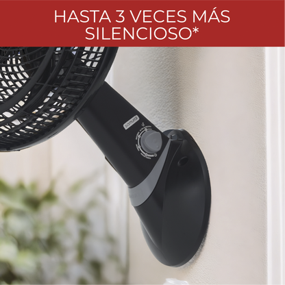 Ventilador de pared silencioso SAMURAI modelo LL0104 montado en pared color negro
