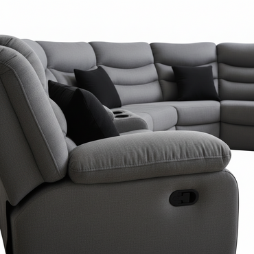 MUEBLES PRIMIUN Seccional Reclinable Gris Plata