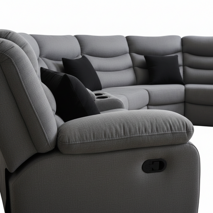MUEBLES PRIMIUN Seccional Reclinable Gris Plata