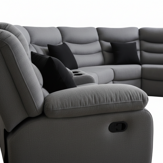 MUEBLES PRIMIUN Seccional Reclinable Gris Plata