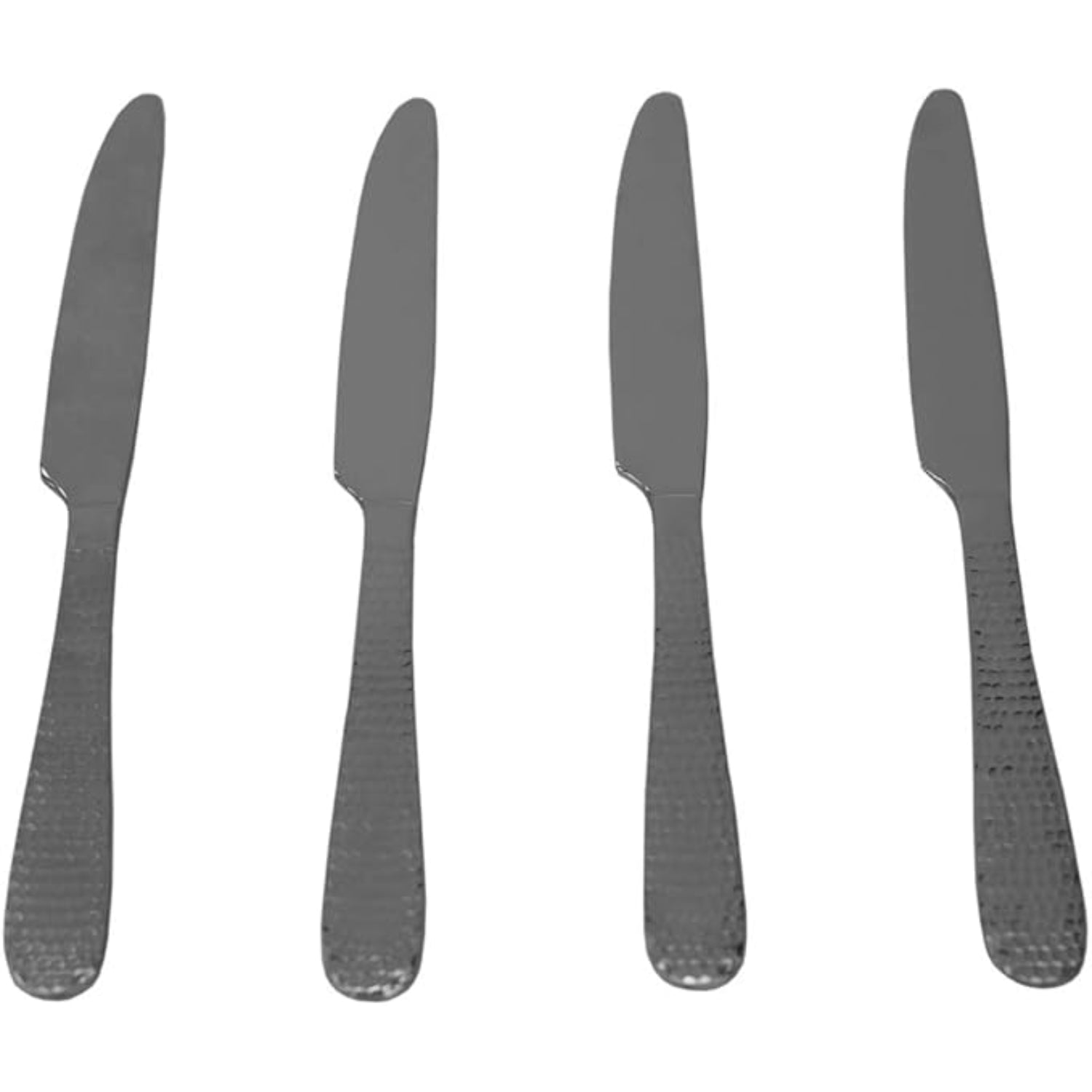 set cuchillos de cocina acero inoxidable, vista frontal, utensilios de cocina