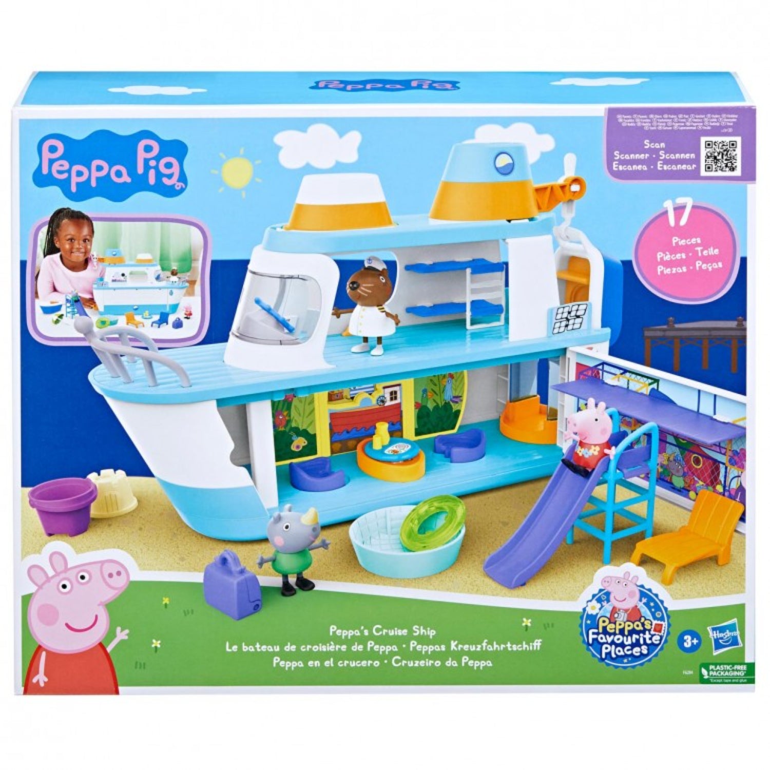 Set juego de mesa Peppa Pig, barco de crucero con juguetes y figuras, vista completa del producto