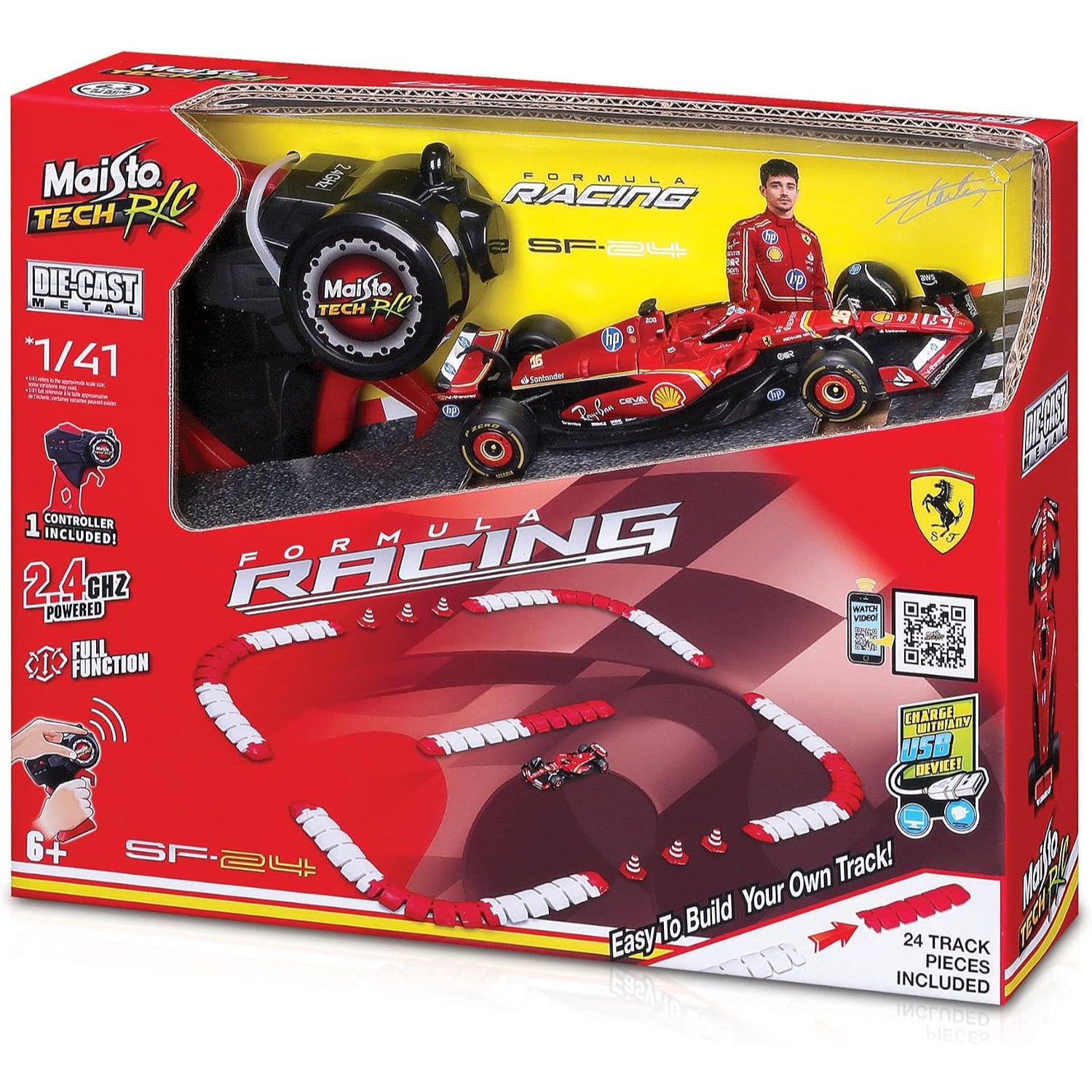 Maisto Fórmula 1 coche de control remoto, vista frontal, pista de carreras incluida