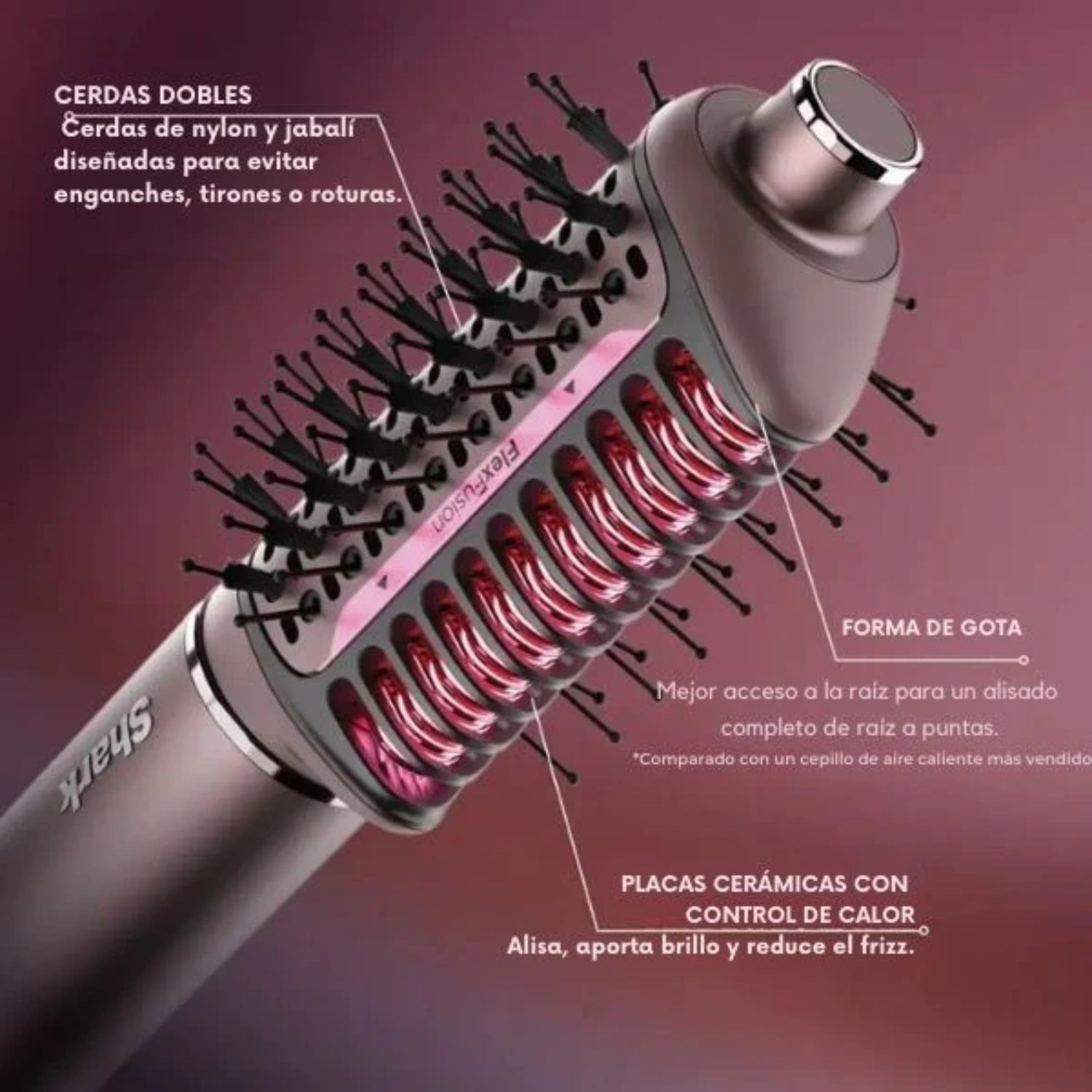 Multiestilizador Shark FlexFusion HD641S con cerdas dobles y placas de cerámica para alisar y reducir el frizz