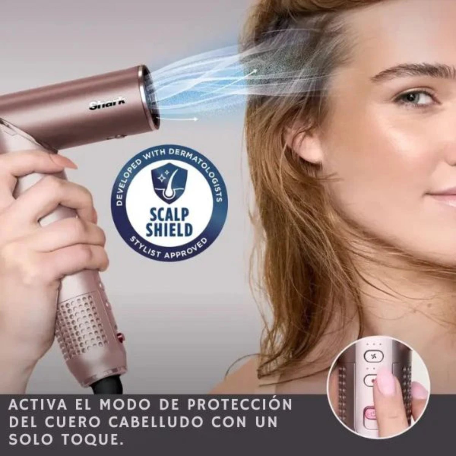 Secador de cabello Shark FlexFusion HD641S con tecnología Scalp Shield para proteger el cuero cabelludo