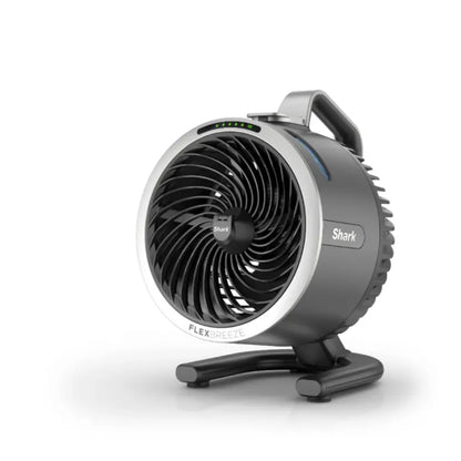 Ventilador Shark modelo FlexBreeze, color gris, vista lateral, ideal para enfriar espacios pequeños