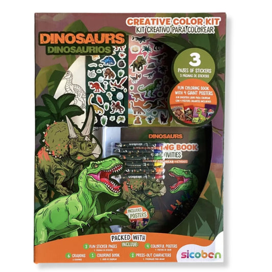 Kit creativo de colorear dinosaurios, incluye libros y pegatinas, diseño colorido