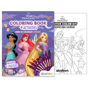Libro para colorear de Princesas Disney con actividades y cuatro pósters incluidos