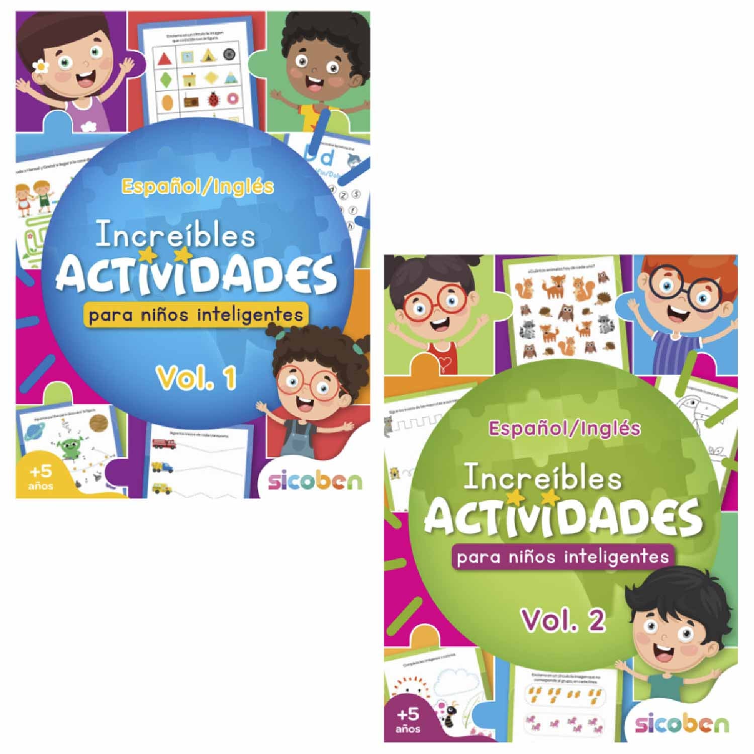 Libros de actividades increíbles Vol 1 y Vol 2 para niños, colorido y educativo