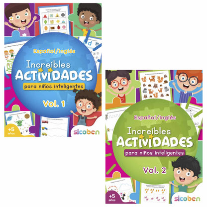 Libros de actividades increíbles Vol 1 y Vol 2 para niños, colorido y educativo