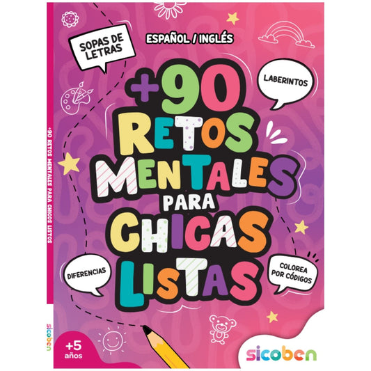 LIBRO 90 RETOS MENTALES PARA CHICOS LISTOS - SICOBEN