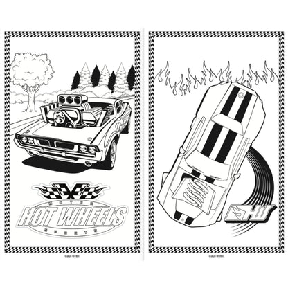 Libro para colorear Hot Wheels con coches deportivos en dos páginas