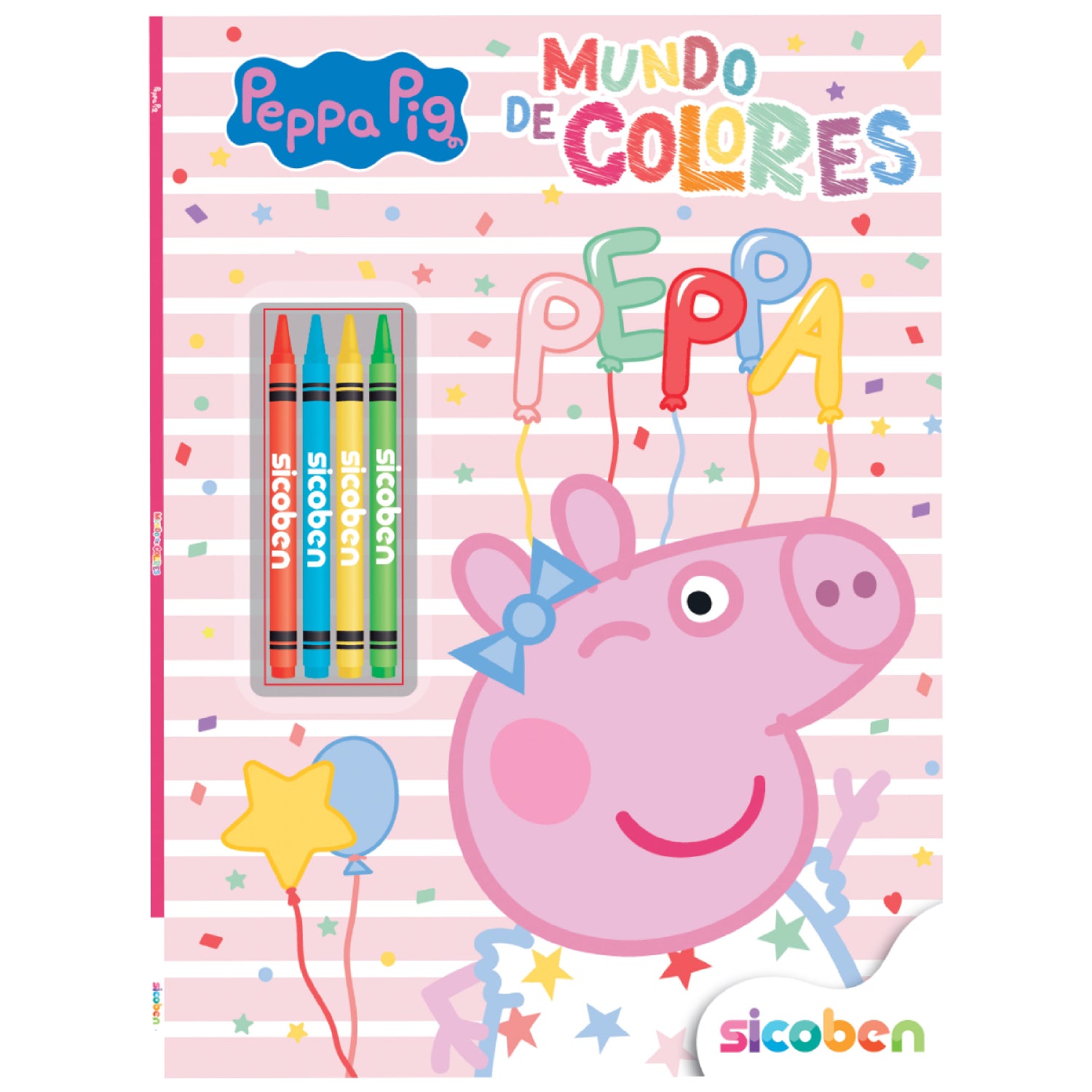 Libro de Peppa Pig con colores y crayones, divertido diseño para niños