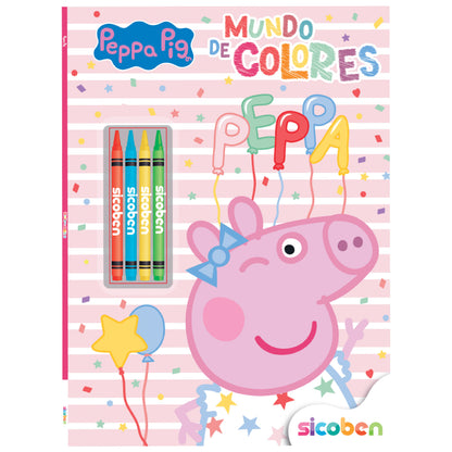 Libro de Peppa Pig con colores y crayones, divertido diseño para niños