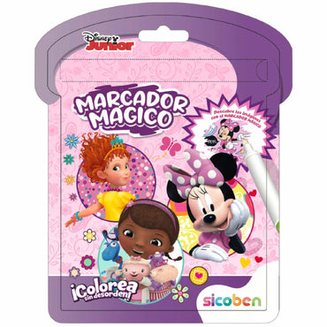 Marcador mágico Disney Junior, color rosa, packaging frontal con personajes infantiles