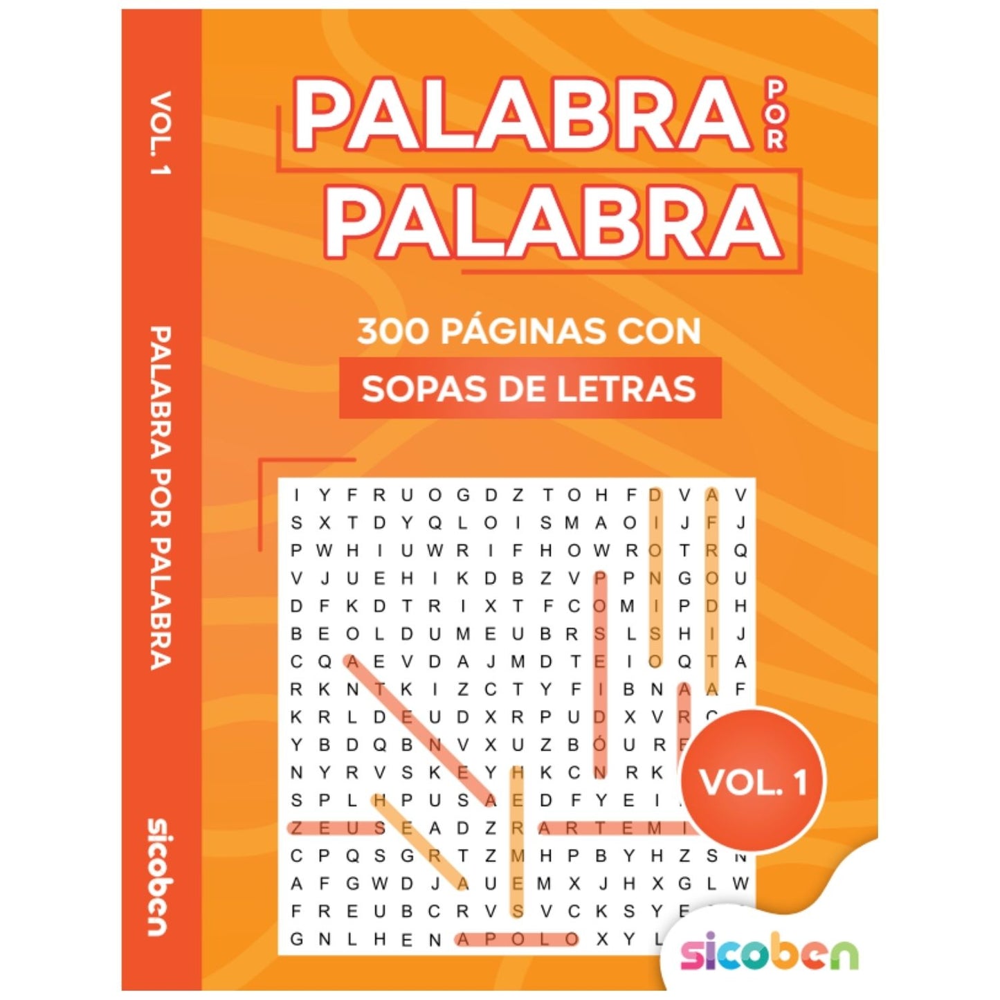 Libro de sopas de letras Palabra por Palabra volumen 1, portada color naranja