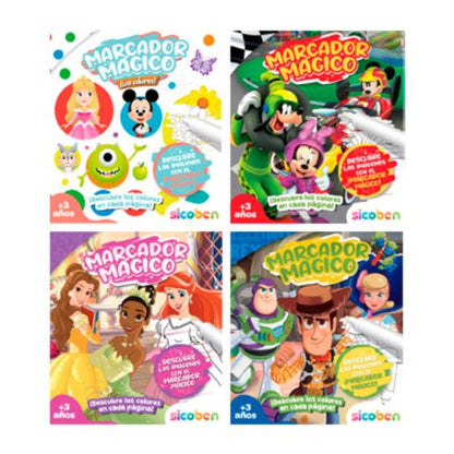 Libros Marcador Mágico de SICOBEN, colores vivos, para niños mayores de 3 años