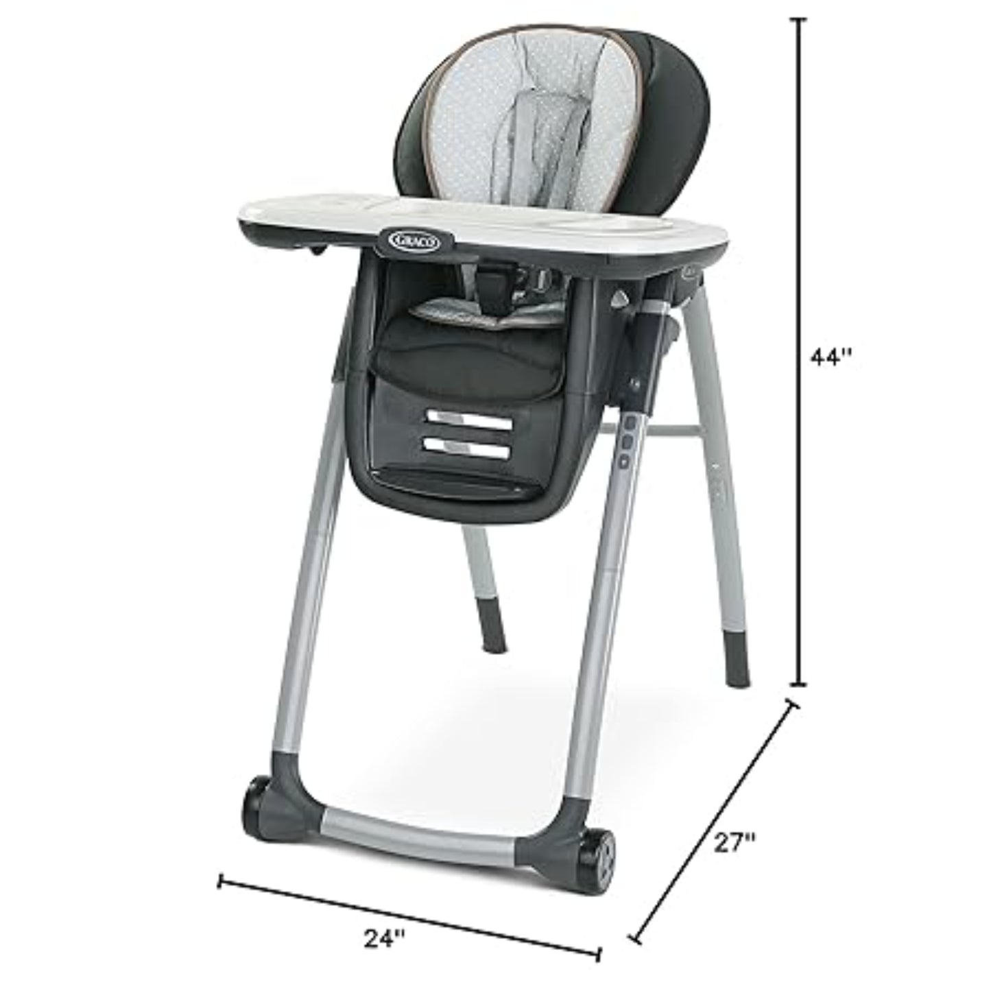 silla alta Graco color negro con bandeja fronta y diseño moderno