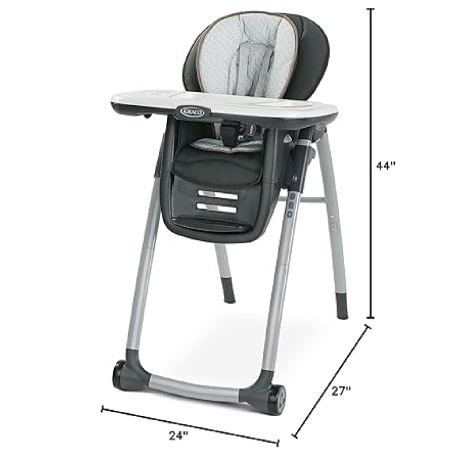 silla alta Graco color negro con bandeja fronta y diseño moderno