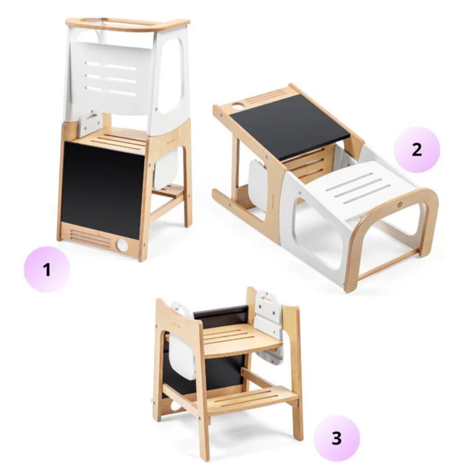 Silla alta MAXI COSI de madera, vista lateral en ambiente moderno