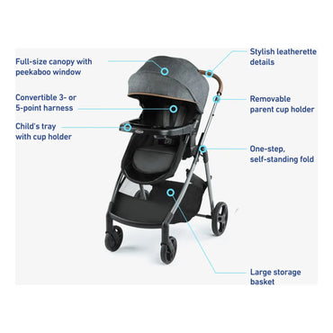 Silla de paseo GRACO con capota grande y soporte para vasos
