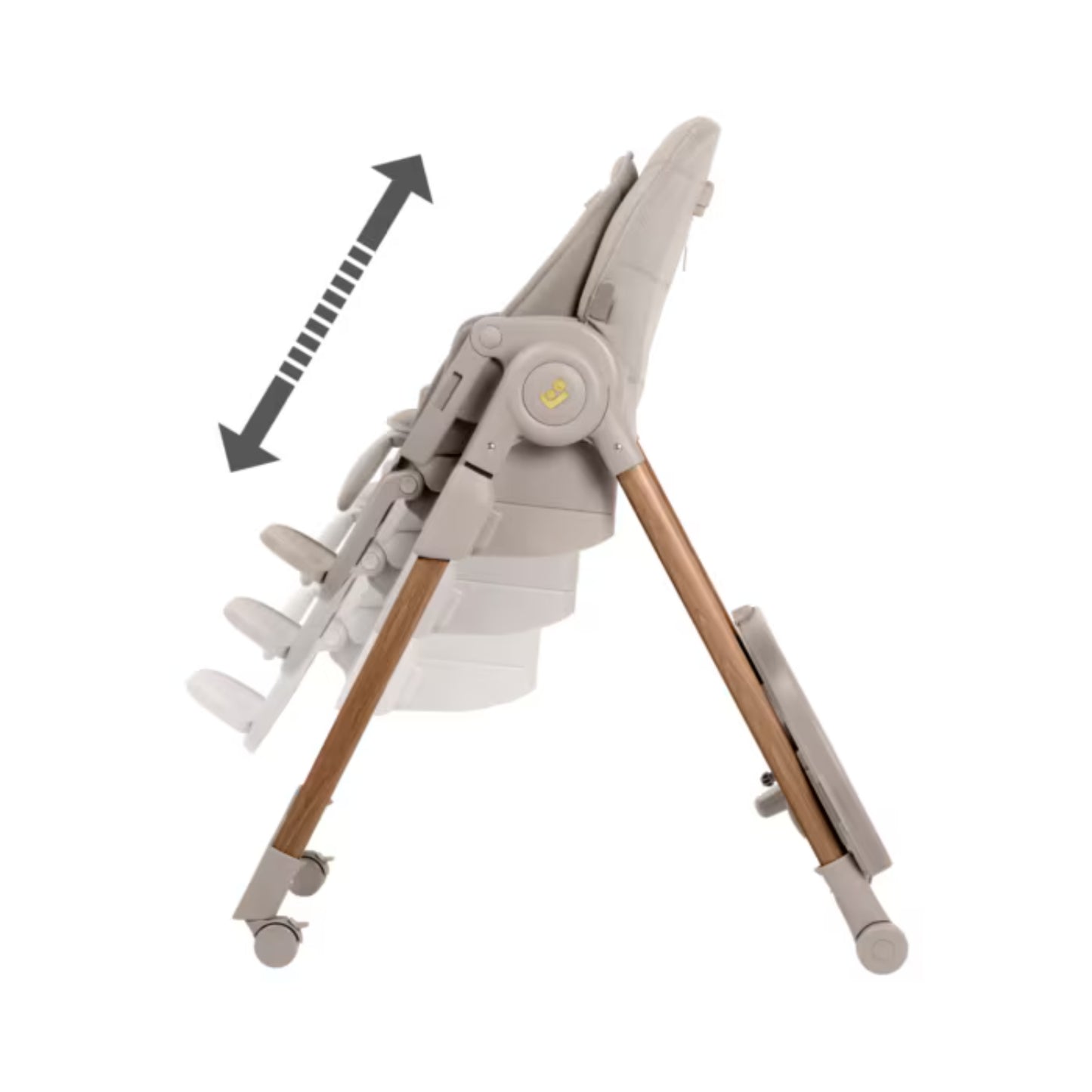 Silla de comer gris MAXI COSI con respaldo ajustable y ruedas