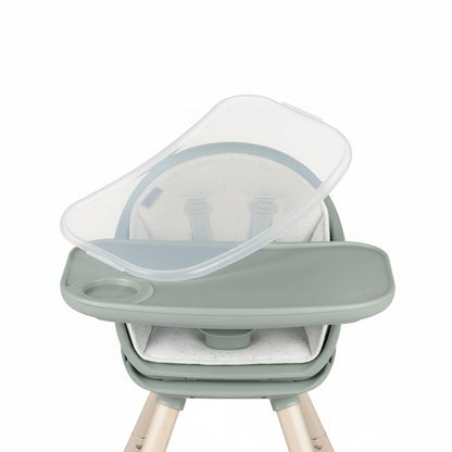 Silla de comer Maxi Cosi gris con bandeja extraíble vista frontal